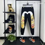 【現貨免運】追潮福神大尺碼衛褲男招福丸大M印花毛圈面料褲寬鬆運動潮牌束口褲