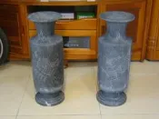 花瓶(25)~大理石~大花瓶~高約56cm~龍鳳雕刻對瓶~一對合售~懷舊.擺飾.造景