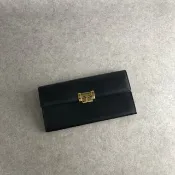 【日本直送 名牌中古包】Yves Saint Laurent YSL 聖羅蘭 黑色 皮革 長夾 vintage czyrem