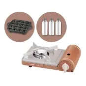 【Iwatani 岩谷】PetitslimⅢ_日本迷你磁式瓦斯爐-1.86kw-銅色+章魚燒烤盤+3入瓦斯罐(CB-JRC-PS3)