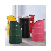 (店+)定製油漆桶凳 鐵桶 油漆桶凳 圓桶凳 鐵桶凳 鐵藝工業風矮凳 油桶靠背桶桌椅餐廳餐椅時尚收納凳子復古儲物鐵桶椅子美式風