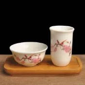 【可開發票】陶瓷聞香杯品茗杯加墊套裝紫砂功夫茶具普洱茶杯黑紫砂聞香杯套組