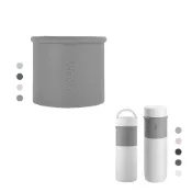 【WOKY 沃廚】極簡輕量陶瓷保溫瓶580ml/陶瓷環保提手杯500ml-防撞圈