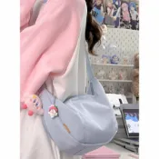 喜挖2店 包包女韓初中女生簡約清冷感斜後背包少女學生休閒百搭大容量餃子包