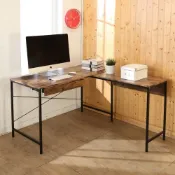 (店+)【BuyJM】MIT低甲醛L型木紋轉角附抽屜書桌 120cm+80cm(工作桌 電腦桌 辦公桌 桌子 大桌面 L桌 木頭桌 工業風 DE080
