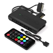 EZDIY-FAB 10口RGB HUB適用6pin RGB風扇，含2個5V 3pin燈光接口，附SATA電源線&遙控器