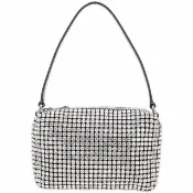【ALEXANDER WANG】heiress 中款 滿版水鑽網眼手提/肩背包(銀色 側肩包 兩用包)