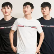 (店+)【TOMMY HILFIGER】男版 一排國旗文字LOGO 短袖 上衣 T恤 男生短袖 圓領 美國(現貨 春夏 穿搭)