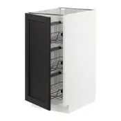 【IKEA 宜家家居】METOD 底櫃附網籃, 白色/lerhyttan 黑色, 40x60x80 公分