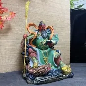 【超微米】坐姿關公像 招財公司商鋪供奉佛像 鎮宅關聖帝君神像 武財神雕像 關二爺樹脂工藝品(關公像40cm)
