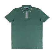 【Paul Smith】PAUL SMITH標籤LOGO領口三色條紋設計純棉短袖POLO衫(男款/綠)