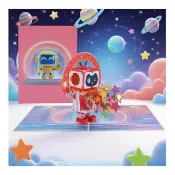 【Paper Play】萬用卡片-3D立體卡通機器人造型紙雕卡片 祝福卡 畢業卡 生日卡片(4色任選)