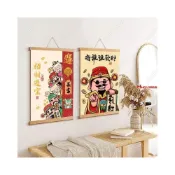 (店+){滿299發貨}財神偏愛客廳招財畫電表箱掛軸畫招財進寶中式客廳壁畫貼墻豎版畫#cindy3916