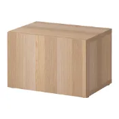 【IKEA 宜家家居】BESTÅ 附門片層架組, 染白橡木紋/lappviken 染白橡木紋, 60x42x38 公分