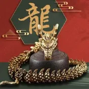 【良品優選】風水擺設黃銅活體龍擺見3D斤屬龍金錢豹渴活動眼境蛇展廳捉棉擺設工藝品