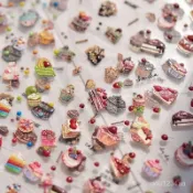 💌安嶼優選💌蛋糕貼紙 草莓貼紙 冰淇淋貼紙 立體浮雕貼紙 3d立體浮雕貼紙 美甲 貼紙 美甲用品