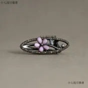 ✨臺灣出貨✨紫木槿~法式小花朵髮夾 仙氣紫色劉海前額碎髮鴨嘴夾側邊夾髮卡子