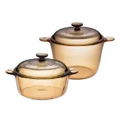 【CorelleBrands 康寧餐具】晶彩透明鍋超值雙鍋組雙耳3.5L+雙耳2.25L