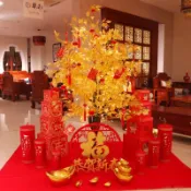 蛇年新年裝飾 春節發財樹 元旦場景佈置 商場酒店金錢樹堆頭擺件套餐