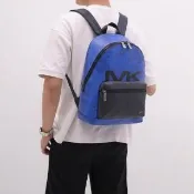 【Michael Kors】金屬MK LOGO點點迷彩拼接手提旅用包後背包(藍黑 大)