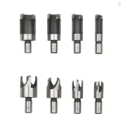 Toyutw)8 件木工倒角鑽具木塞刀具鑽頭套裝,帶 3/8 英寸圓柄,用於木材鑽孔或木工倒角