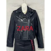 二手皮衣ZARA(女）帥氣穿搭/時尚設計精品/)黑）短版皮革外套P039