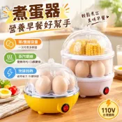 110V蒸蛋器 雙層蒸蛋器 家用早餐蒸鍋  迷你蒸煮機 動斷電多功能 小型早餐機 蒸玉米饅頭家用 迷你蒸煮鍋