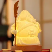 多謝關照 入厝禮物首選【白瓷透亮/USB充電】附點香盤 關聖帝君擺件 關公擺件 創意禮物禮盒 關二爺白瓷小夜燈