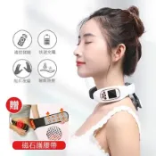 88雙打按摩款 專業級6頭頸肩遙控按摩器+塑腰挺背磁石自發熱護腰帶