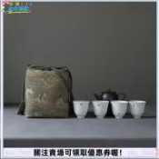 古風茶具收納包 旅行茶具組 棉布束口袋 1壺4杯收納袋 茶杯袋 抽繩布袋 名畫茶具包 文創收納袋 便攜茶具袋