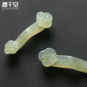 協貿國際日用品生活10館 天然岫玉石吉祥如意迷你茶寵擺件筆架茶針茶蓋托擱置雅玩茶具配件