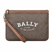 【BALLY】BALLY CERTHE 白字LOGO B字印花TPU拉鍊手拿包(棕)