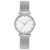 【HANNAH MARTIN】2020新款輕奢ins-限量圓形防水錶-銀 鑲鑽女錶34mm(HM-107 WY)