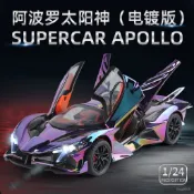「未來優品」1:24阿波羅EVO電鍍版閤金模型跑車擺件炫彩聲光迴力模型車 閤金車模 汽車模型 跑車模型 迴力車 玩具車 