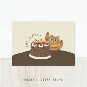 現貨🌿森蕗插畫 黑森林蛋糕款 生日卡片 雙面明信片 生日快樂 Happy birthday 慶生卡片 質感卡片 祝福卡片