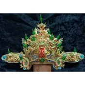 7寸狀元帽正按金紙帽安金紙帽【俊賢】相帽/聖帝帽/太子帽/鳳冠/太子冠/玉珠/絨球/福德正神/廣澤/五營旗 三角旗
