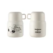 【康寧密扣Snapware】噴鋅陶瓷不鏽鋼隨行燜燒罐580ml-SNOOPY史努比 復刻黑白