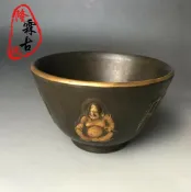 銀聯網日用品生活館 古玩古董仿古做舊黃銅鎏金大明宣德年制阿彌托佛小碗包漿銅碗老貨