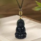 (店+)【LEESA】足金999\編繩項鍊\首飾\保平安\雕刻\護身符\飾品\項鍊\男生項鍊\和田玉\ \觀音像\佛像\吊墜\玉珮