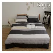 【BUHO 布歐】台灣製LYOCELL萊賽爾 簡約條紋雙人四件式被套床包組(多款任選)