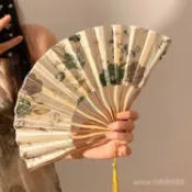【🔥臺灣爆款🔥】古風扇子新中式折扇高顔值水墨畵折疊扇旂袍拍照道具絹布女生僊氣
