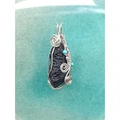 【家家銀飾手工坊】925純銀手工纏繞泰國黑隕石項墜(強化人體氣場很好的護身符避邪物)