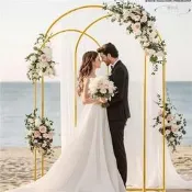 【速出貨】婚慶道具鐵藝金色三件套弧形架子婚禮迎賓擺件花架氣球拱門舞臺架