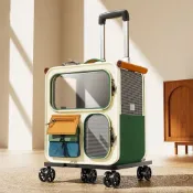 【Quality 聚家】貓包外出 寵物外出包 貓咪拉桿箱 透明背包（37*36*42CM無拉桿）(加大空間/360°萬向輪)