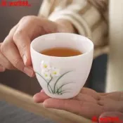 【小新茶具】手工捏花茶杯陶瓷主人單個人專用清新品茗杯辦公室會客日式聞香杯