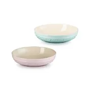 【Le Creuset】瓷器深圓盤20cm(雪紡粉/悠然綠 2色選1)
