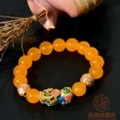 結緣小物🙏貔貅手環 天然黃玉髓手鏈越南沙金貔貅感溫變色貔貅時尚網紅手串佛珠飾品