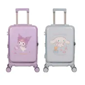 (店+)【SANRIO 三麗鷗】大耳狗喜拿 酷洛米 20吋行李箱 前開式行李箱 雙排飛機輪旅行箱 登機箱 14吋筆電收納隔層