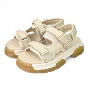 【Dr.Martens】馬汀 FORSTER II 側邊T字寬織帶厚底運動涼鞋 米白 魔鬼氈夏季馬丁休閒鞋42857200