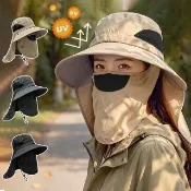 【Reddot 紅點生活】可拆式透氣遮陽防曬登山帽 戶外遮陽帽 UPF防曬｜可拆護頸面罩｜釣魚帽｜漁夫帽｜登山帽